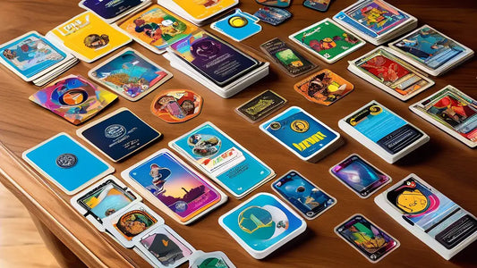 Colorful custom trading cards and vanity slabs displayed in an engaging trading card design.