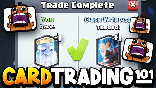 Trade completion screen showcasing a Royal Ghost card in Clash Royale for clan wars.