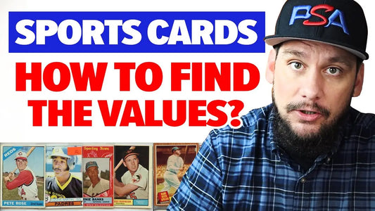 Thumbnail for video on sports trading cards values with vintage baseball cards and FSA cap.