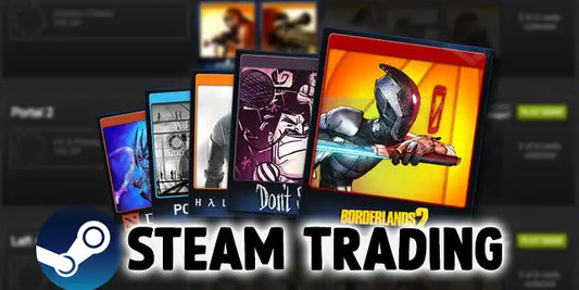 Steam trading cards and game artwork with Steam logo for crafting badges and market tips