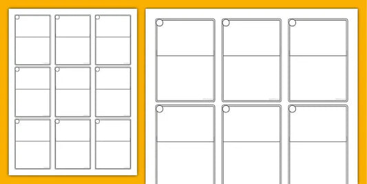 Empty comic strip template in grid format for free trading card creation.