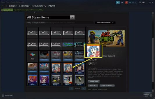 Steam gaming platform interface displaying game screenshots showcasing Steam Trading Cards.