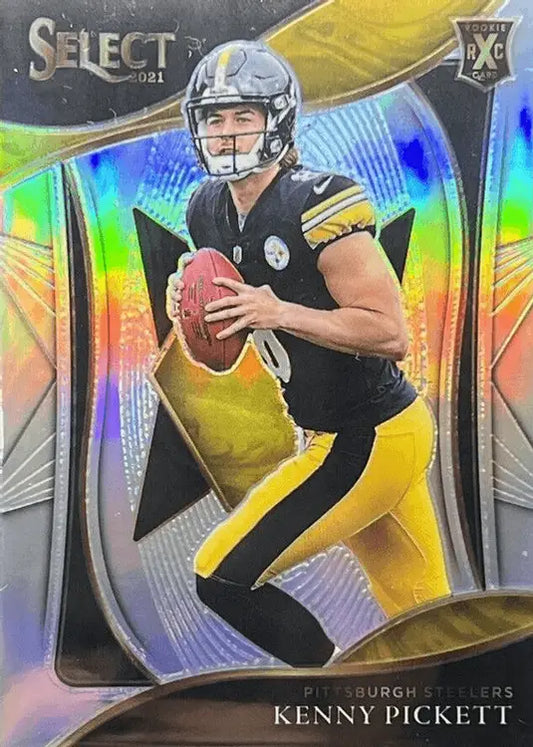 Holographic football trading card of Pittsburgh Steelers quarterback in collectible set