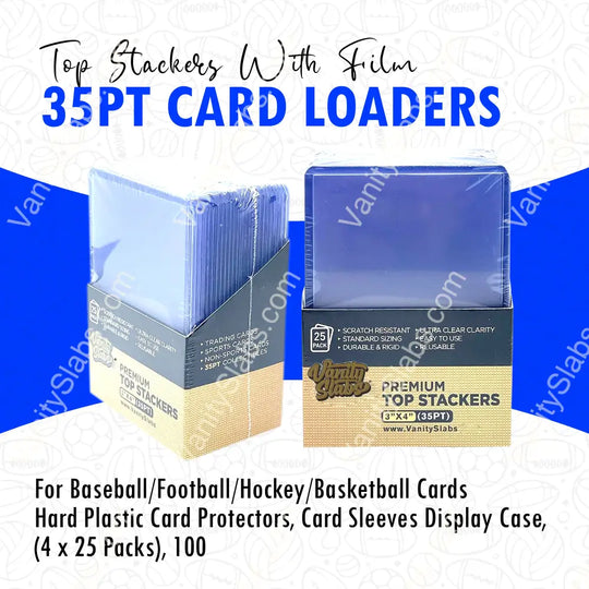 100 Premium Top Stackers (W/ Film) 35Pt Card Loaders (4 X 25 Packs) For Baseball Football Hockey