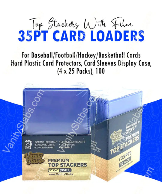 100 Premium Top Stackers (W/ Film) 35Pt Card Loaders (4 X 25 Packs) For Baseball Football Hockey