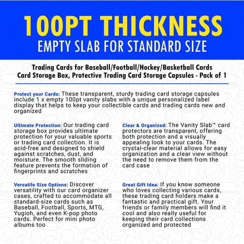 Protect Your Valuable Trading Cards with 100pt Vanity Slabs