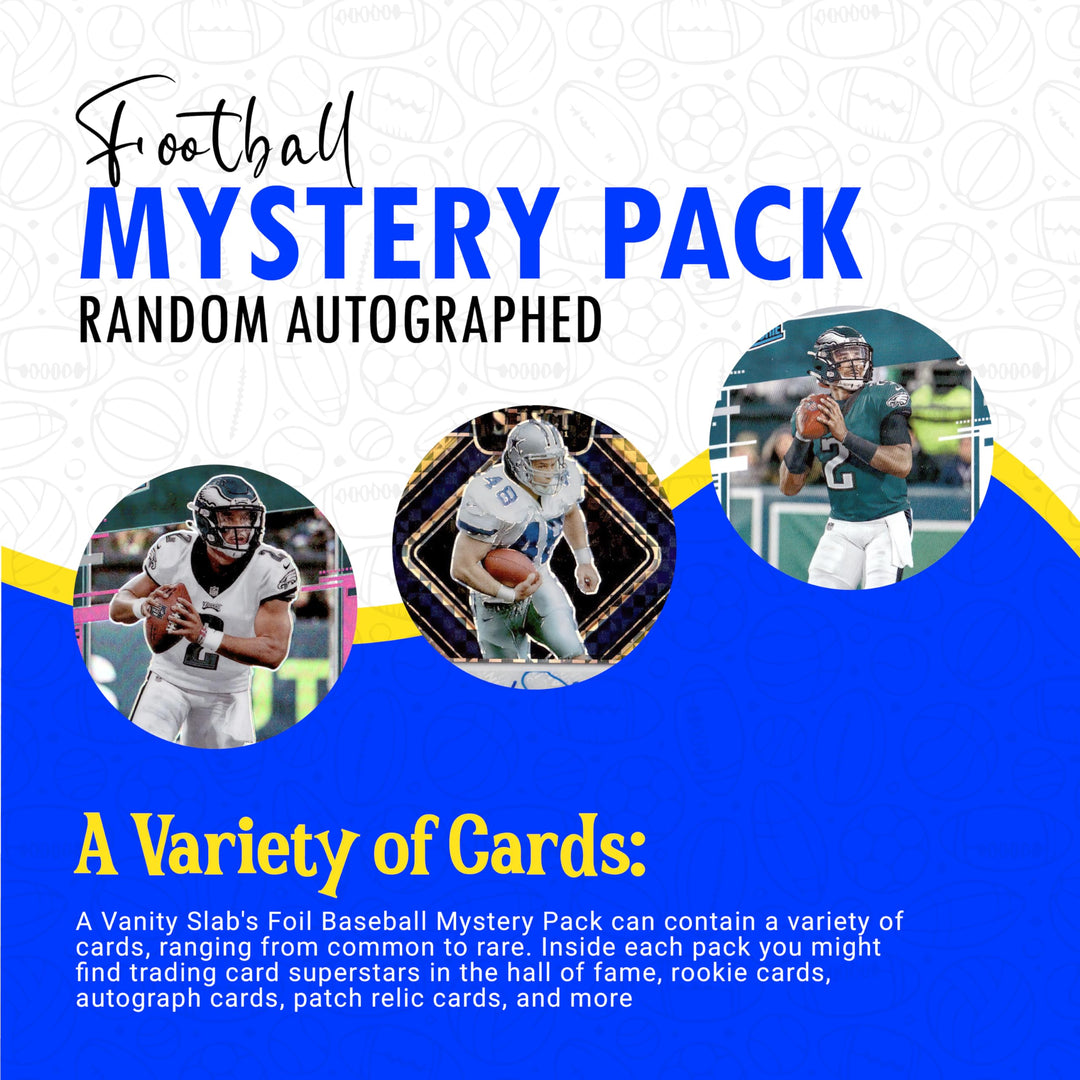 Vanity Slabs Football Mystery Pack - Random Autographed, Relic and Rookies Trading Cards | Mystery Sports Cards, Foil Mystery Packs, Pack of 5