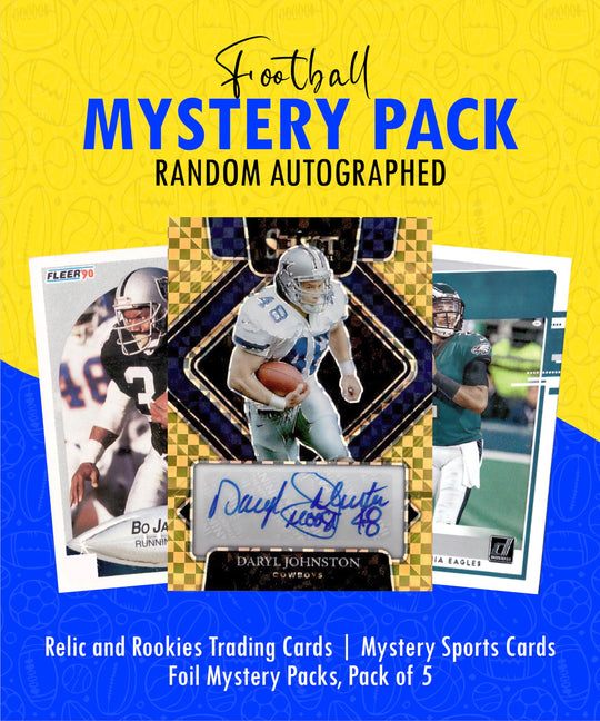 Vanity Slabs Football Mystery Pack - Random Autographed, Relic and Rookies Trading Cards | Mystery Sports Cards, Foil Mystery Packs, Pack of 5