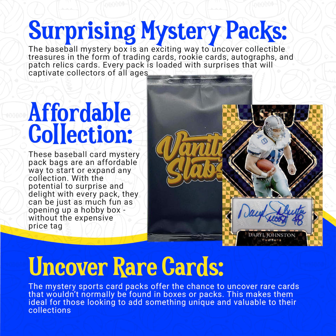 Vanity Slabs Football Mystery Pack - Random Autographed, Relic and Rookies Trading Cards | Mystery Sports Cards, Foil Mystery Packs Pack of 1