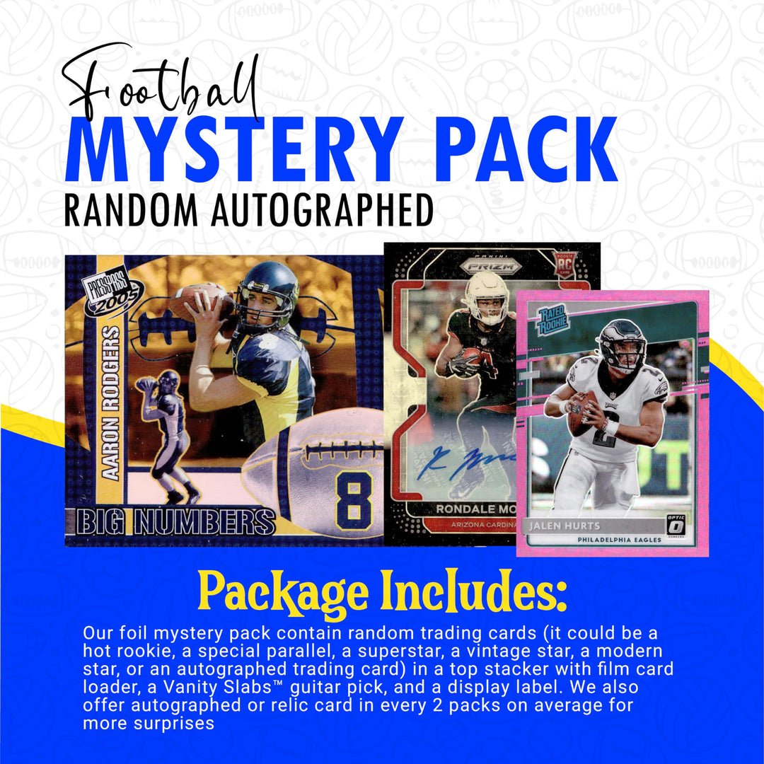 Vanity Slabs Football Mystery Pack - Random Autographed, Relic and Rookies Trading Cards | Mystery Sports Cards, Foil Mystery Packs Pack of 1