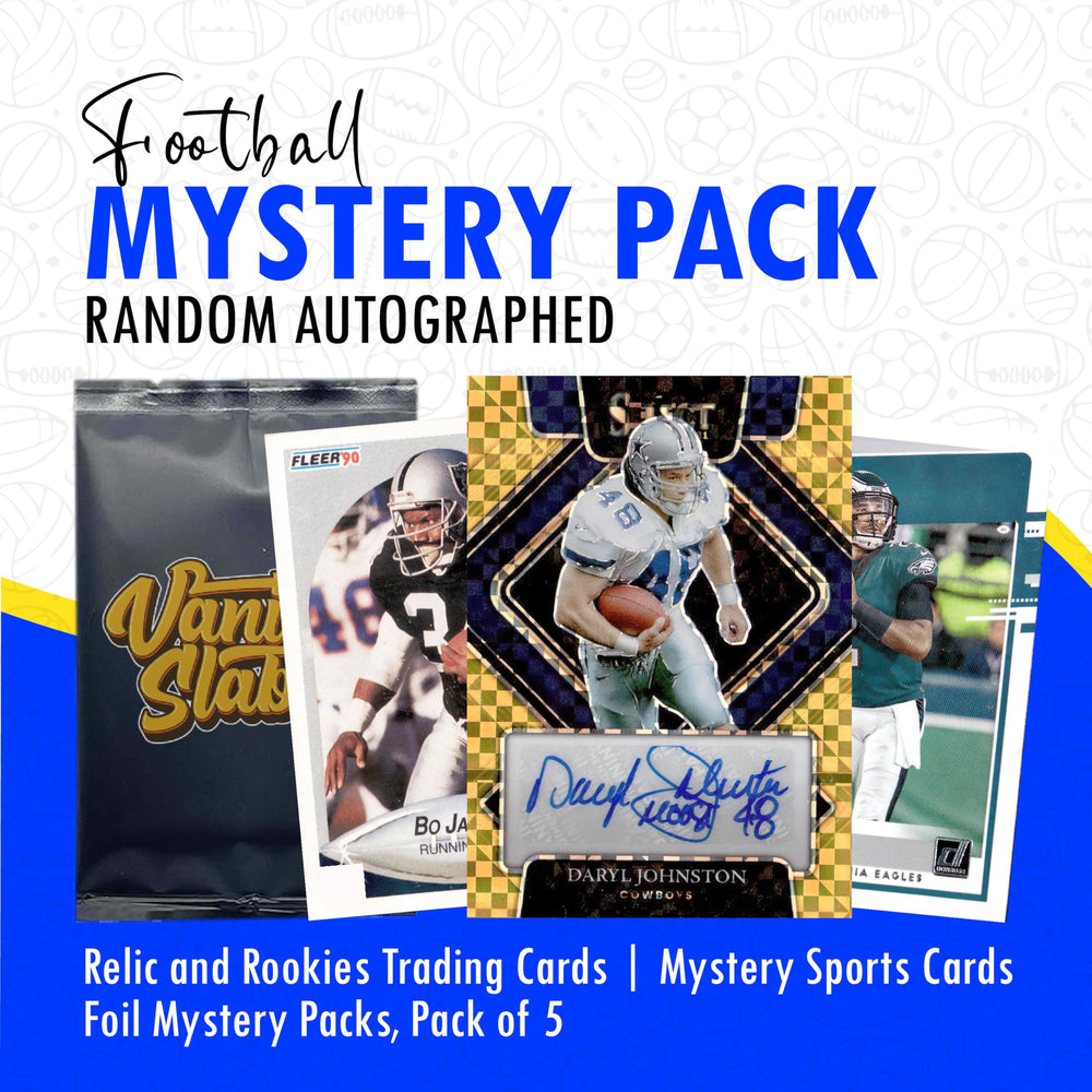 Vanity Slabs Football Mystery Pack - Random Autographed, Relic and Rookies Trading Cards | Mystery Sports Cards, Foil Mystery Packs, Pack of 5