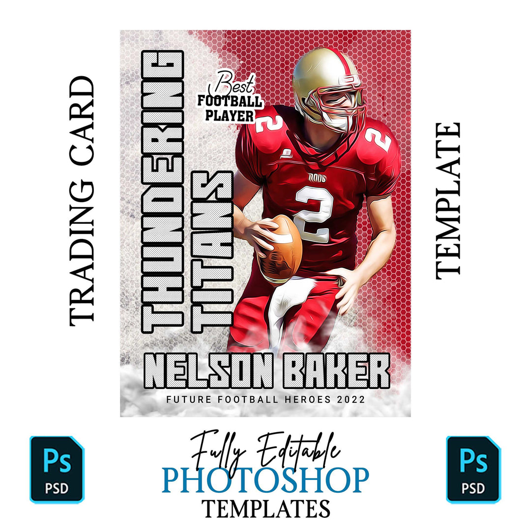 Football Sports Card Design, Digital Trading Card Template, Custom Football Card, Editable Sports Card, Instant Download