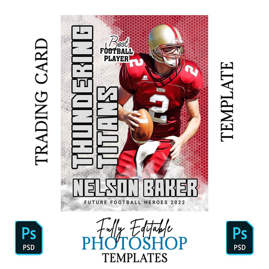 Football Sports Card Design, Digital Trading Card Template, Custom Football Card, Editable Sports Card, Instant Download