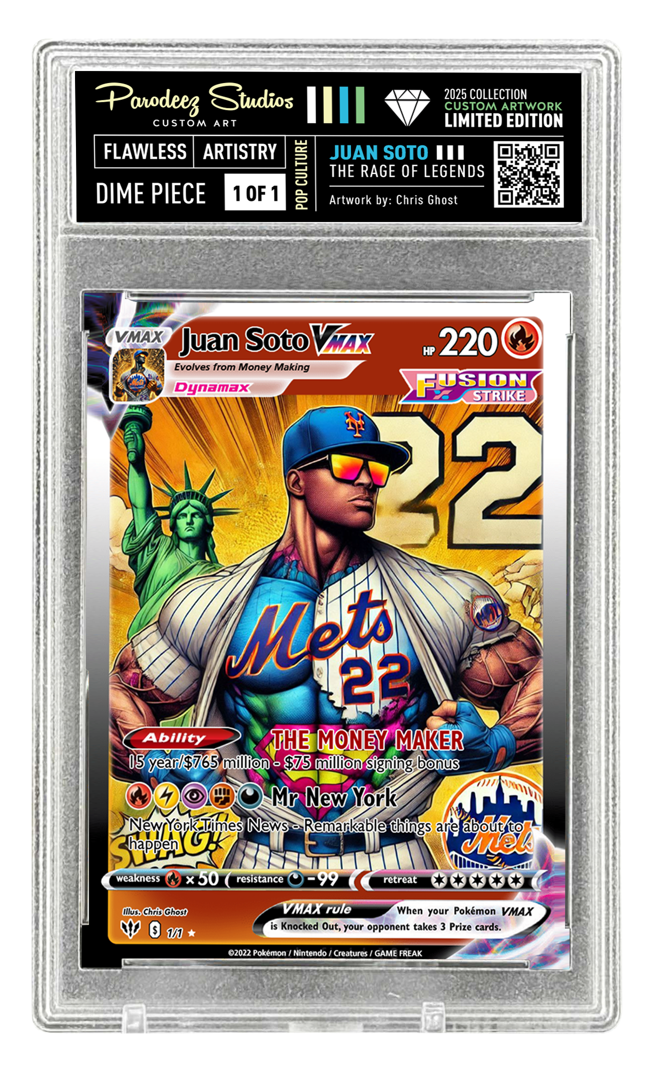 2025 Rage of Legends Collection - Fan Art - One of One by Chris Ghost - Card Number Juan Soto 19