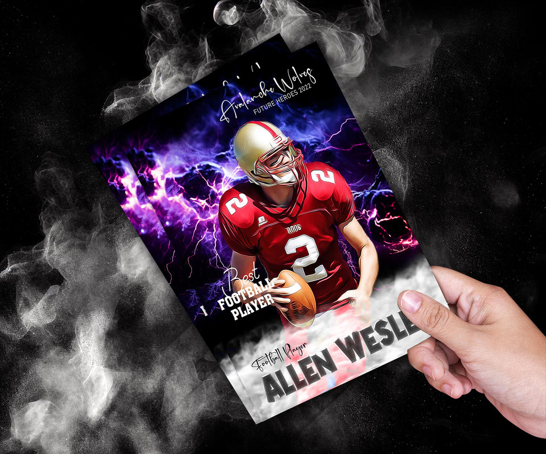 Football Card Photoshop Template, Editable Trading Card, Sports Card Design, Custom Digital Football Card, Printable Football Template