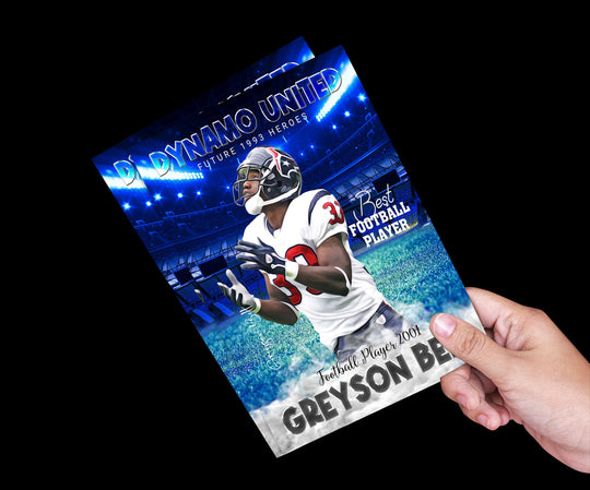 Customizable Football Sports Trading Card Design, Photoshop Football Card Template, Digital Sports Poster, Printable Football Template