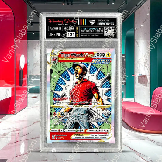 2025 Rage of Legends Collection - Fan Art - One of One by Chris Ghost - Card Number Tiger Woods 100