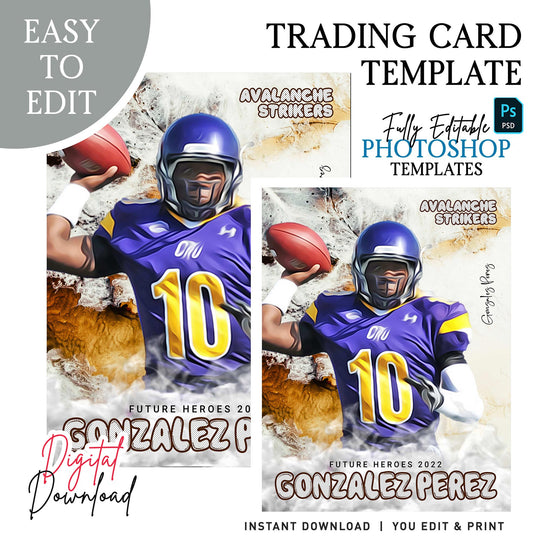 Football Team Poster Template, Customizable Sports Poster, Digital Football Trading Card Print, Editable Template Football