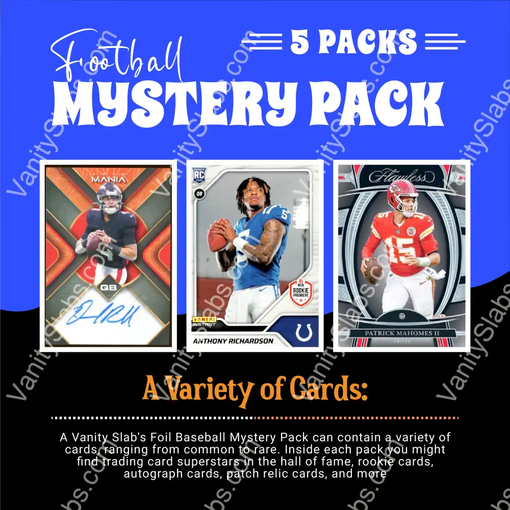 Football Mystery 5 Packs (Random Autographed Relic & Rookie Trading Cards) Collectible Cards