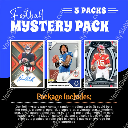 Football Mystery 5 Packs (Random Autographed Relic & Rookie Trading Cards) Collectible Cards