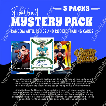 Football Mystery 5 Packs (Random Autographed Relic & Rookie Trading Cards) Collectible Cards