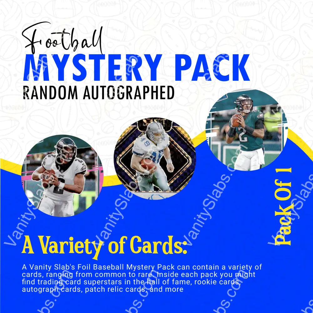 Football Mystery Pack (Random Autographed Relic & Rookie Trading Cards) Collectible Cards