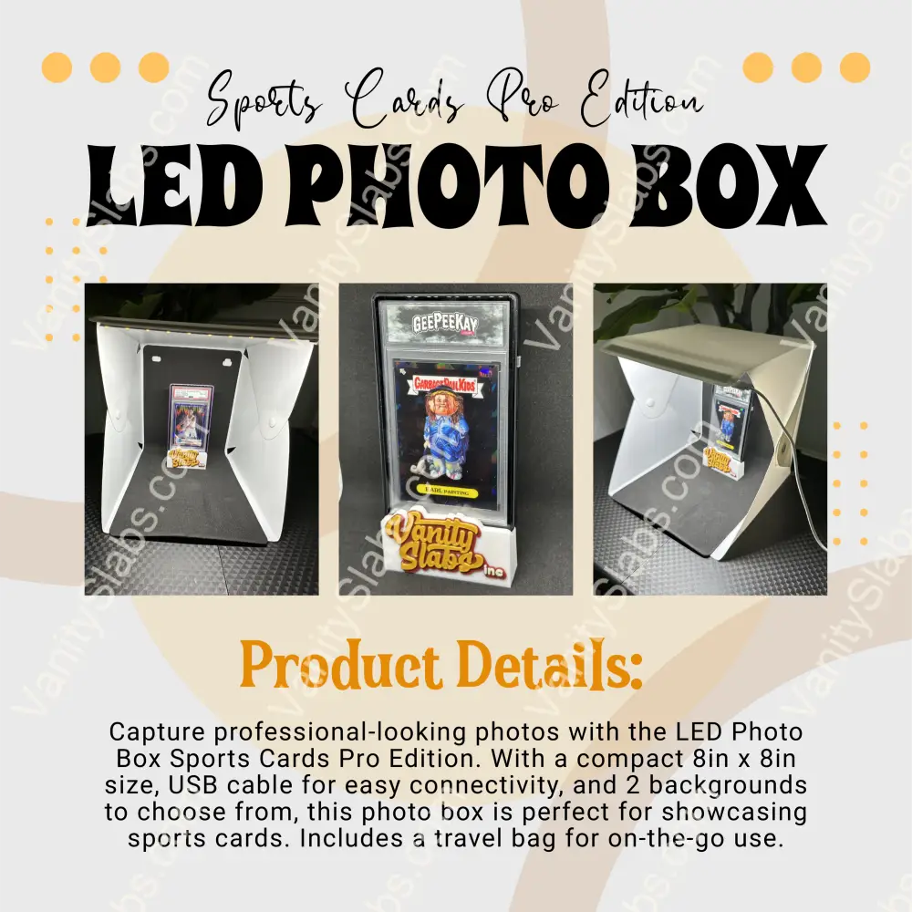 Led Photo Box Sports Cards Pro Edition 8In X With Usb Cable Travel Bag And 2 Backgrounds