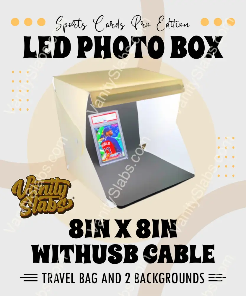 Led Photo Box Sports Cards Pro Edition 8In X With Usb Cable Travel Bag And 2 Backgrounds