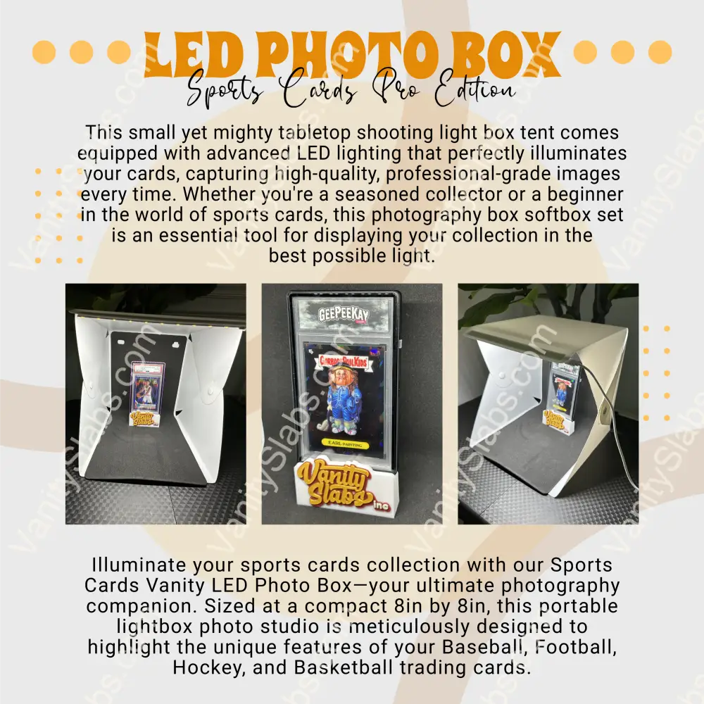 Led Photo Box Sports Cards Pro Edition 8In X With Usb Cable Travel Bag And 2 Backgrounds