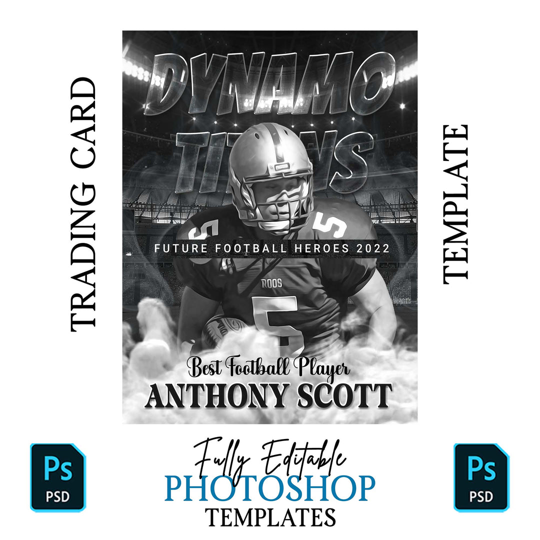 Football Trading Card Template, Sports Card Design, Photoshop Football Template, Customizable Football Card, Digital Scrapbook, Instant Download