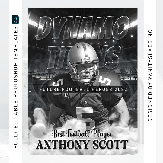 Football Trading Card Template, Sports Card Design, Photoshop Football Template, Customizable Football Card, Digital Scrapbook, Instant Download