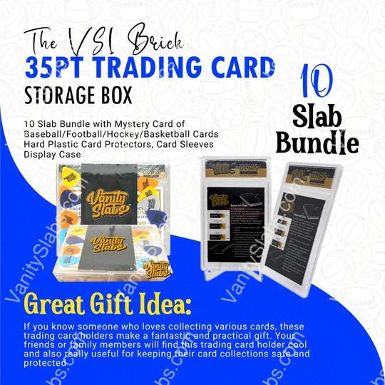 Vanity Slabs 10 Pack Bundle Includes Random Mystery Card For Baseball Football Hockey Basketball