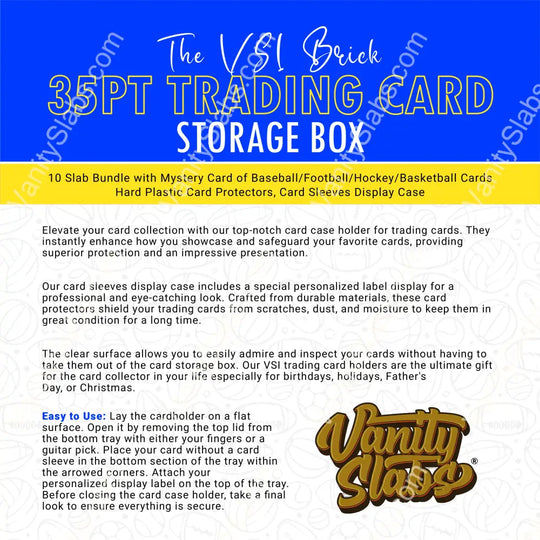 Vanity Slabs 10 Pack Bundle Includes Random Mystery Card For Baseball Football Hockey Basketball