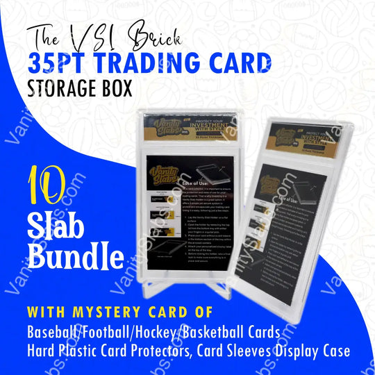 Vanity Slabs 10 Pack Bundle Includes Random Mystery Card For Baseball Football Hockey Basketball