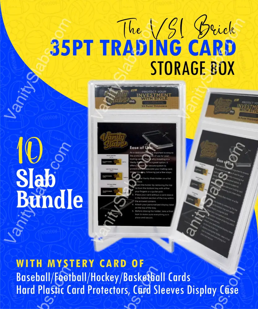 Vanity Slabs 10 Pack Bundle Includes Random Mystery Card For Baseball Football Hockey Basketball