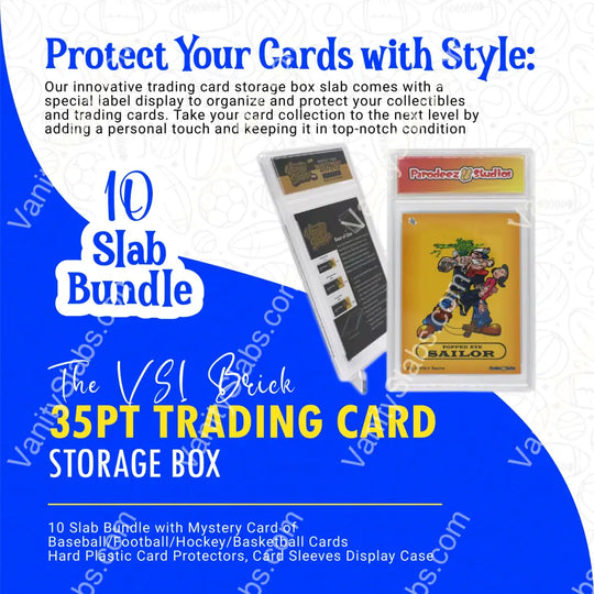 Vanity Slabs 10 Pack Bundle Includes Random Mystery Card For Baseball Football Hockey Basketball