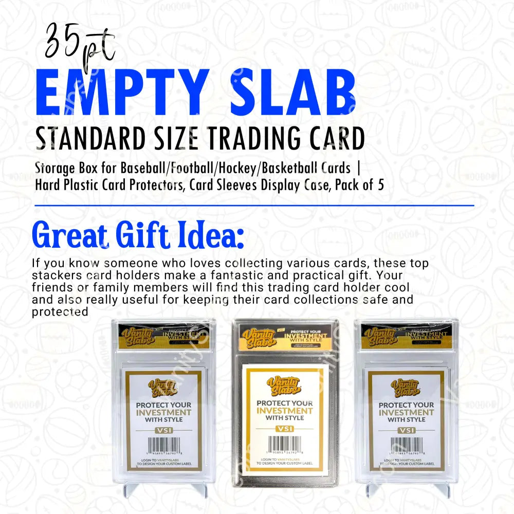 Vanity Slabs 5 Pack Bundle For Standard With Mystery Card Baseball Football Hockey Basketball