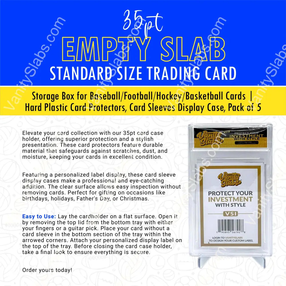 Vanity Slabs 5 Pack Bundle For Standard With Mystery Card Baseball Football Hockey Basketball