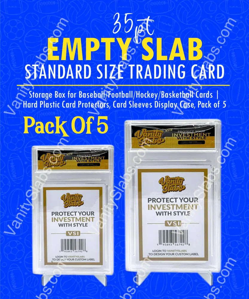 Vanity Slabs 5 Pack Bundle For Standard With Mystery Card Baseball Football Hockey Basketball